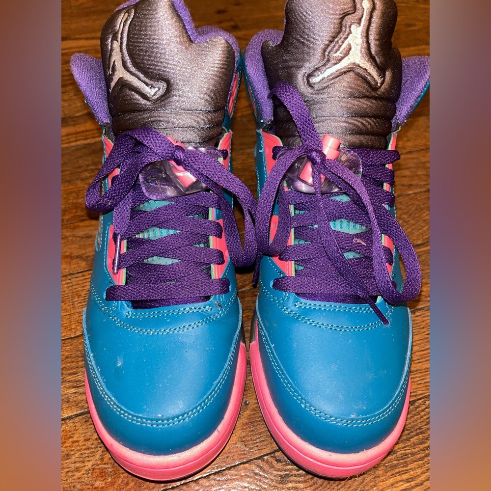 Nike Air Jordan 5 Retro Boys Basketball Shoes Blue Size 6Y 440892-307 - Picture 2 of 7